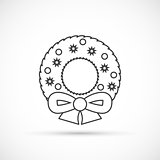 Christmas wreath thin line icon