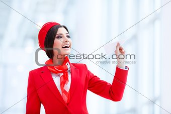 Smiling stewardess
