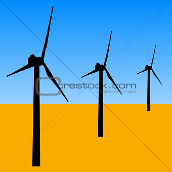 windmills for electric power production.  vector illustration