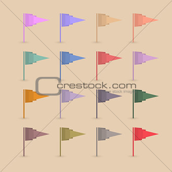 Set paper flags, vector illustration.