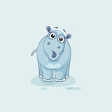 Emoji character cartoon Hippopotamus surprised