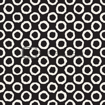 Vector Seamless Black And White Jumble Circles Pattern