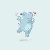 Emoji character cartoon Hippopotamus jumping for joy