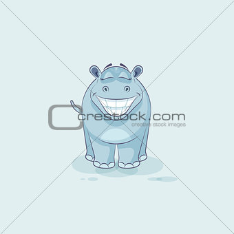Emoji character cartoon Hippopotamus with a huge smile
