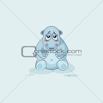 Emoji character cartoon Hippopotamus embarrassed