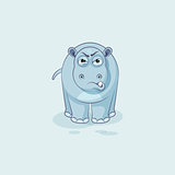 Hippopotamus sticker emoticon with angry emotion