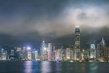 Downtown and building in Hong Kong skyline at night