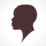 African man face silhouette isolated on white