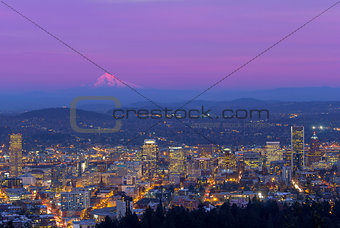 Portland Oregon Cityscape at Dusk