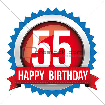 Fifty five years happy birthday badge ribbon