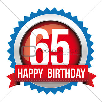 Sixty five years happy birthday badge ribbon