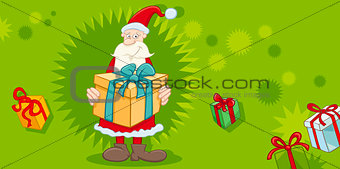 xmas greeting card with santa