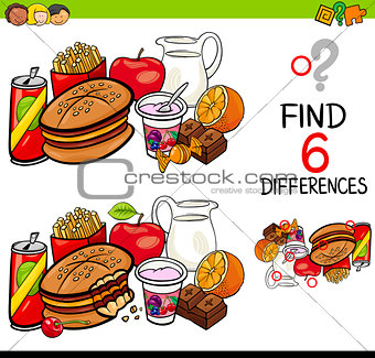 difference game with food objects