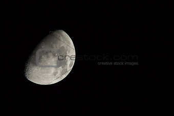 Gibbous Waxing Moon with Copy Space