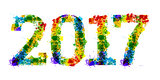 year Colourful bright ink splat design on white background