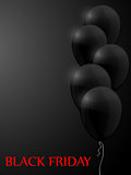 Black Friday sale poster with balloons. Vector illustration.