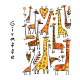 Giraffes collection, sketch for your design
