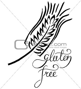 Gluten free vector label. Handwritten grunge lettering. Vector illustration.