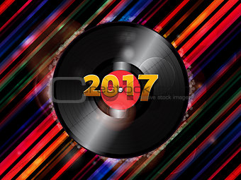 Twenty Seventeen New Year vinyl record background