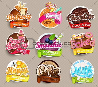 Set stickers of food.