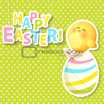 Happy Easter Greeting Card with egg and chicken.
