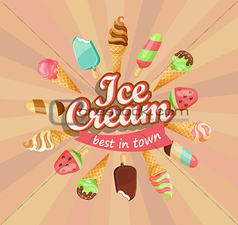 Ice cream collection, vector.