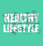 Healthy lifestyle concept in line design.