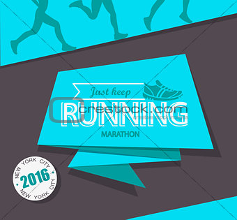 Running marathon and jogging emblem.