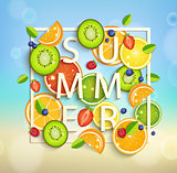 Summer background with fruits and berries.