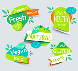 Modern vector set of healthy organic food labels.
