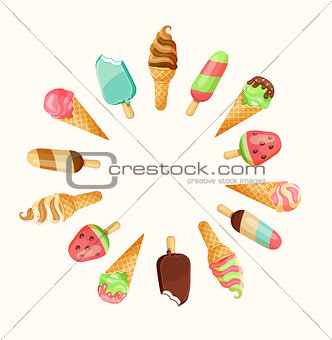 Set of tasty ice cream.