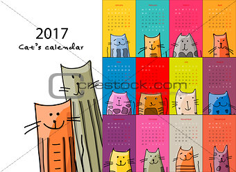 Funny cats. Design calendar 2017