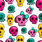 Seamless pattern with cartoon skulls