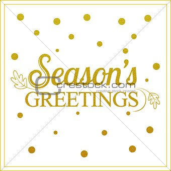 Vector gold seasons greetings card design.Vintage card for holid