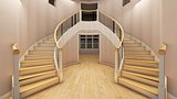 Bright staircase in the modern office 3d rendering