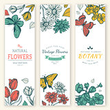 Flower vintage styled sketch banners.