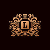 Calligraphic Luxury crown logo. Emblem elegant decor elements. Vintage