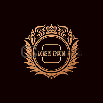 Calligraphic Luxury crown logo. Emblem elegant decor elements. Vintage