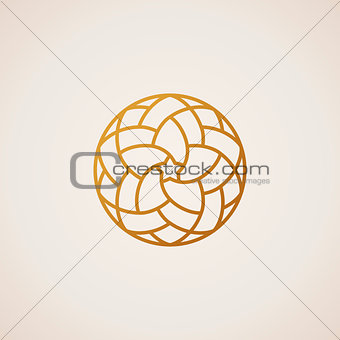 Geometric round Eastern star logo. Vector circular arabic ornamental symbol