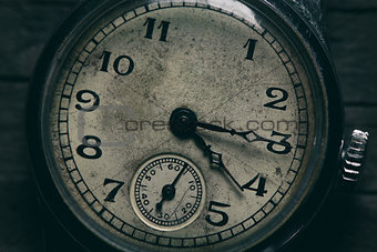 close up of grungy old clock