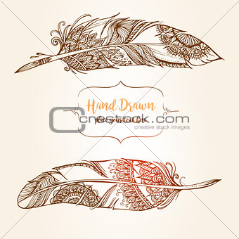 Hand-drawn Abstract with ethnic ornaments doodle pattern.