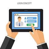 Login concept on tablet PC