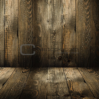 Natural Dark Wooden background. Old dirty wood tables or parquet with knots and holes and aged partculars.