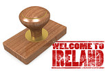 Red rubber stamp with welcome to Ireland