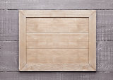 Wooden textured sign board for messages empty
