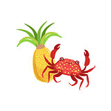 Crab And Pineapple Hawaiian Vacation Classic Symbol