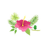 Tropical Flower And Leafs Hawaiian Vacation Classic Symbol
