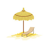 Umbrella And Sunbed Hawaiian Vacation Classic Symbol