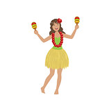 Girl Playing Maracas Hawaiian Vacation Classic Symbol