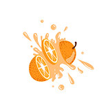 Orange Cut In The Air Splashing The Juice